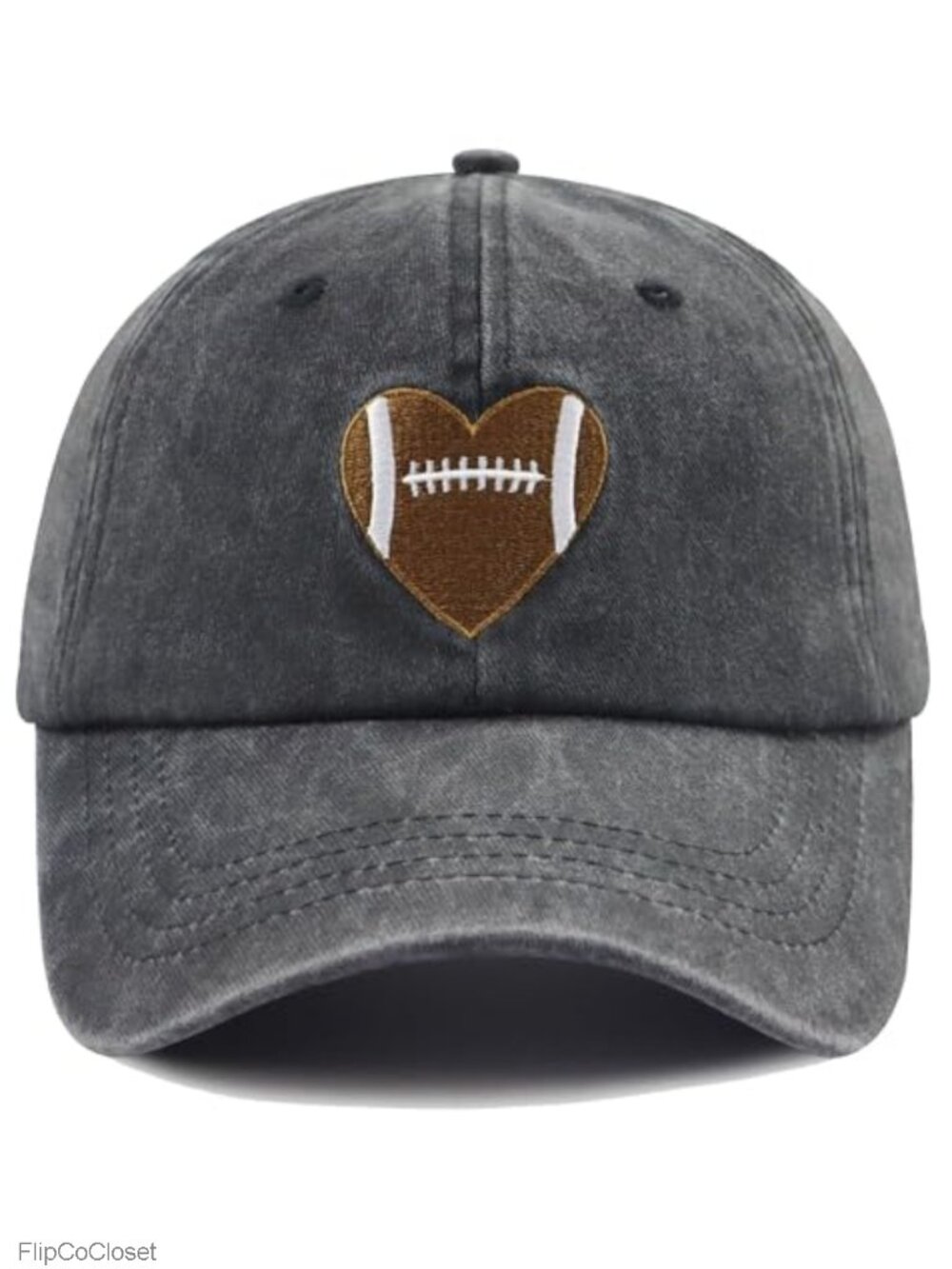 Football Heart Baseball Cap for Men Women, 100% Cotton Unisex Adjustable